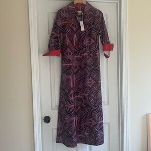 NEW PERLAVERA dress purple red accent